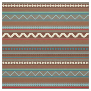 Tissu Chevron géométrique et rayures Brown