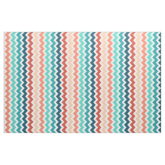 Tissu Chevron moyen barre Teal de corail bleu (Yard)