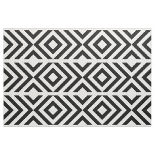 Tissu Chevrons noirs et blancs et diamants géométrique