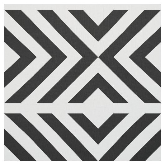 Tissu Chevrons noirs et blancs et diamants géométriques (Échantillon)