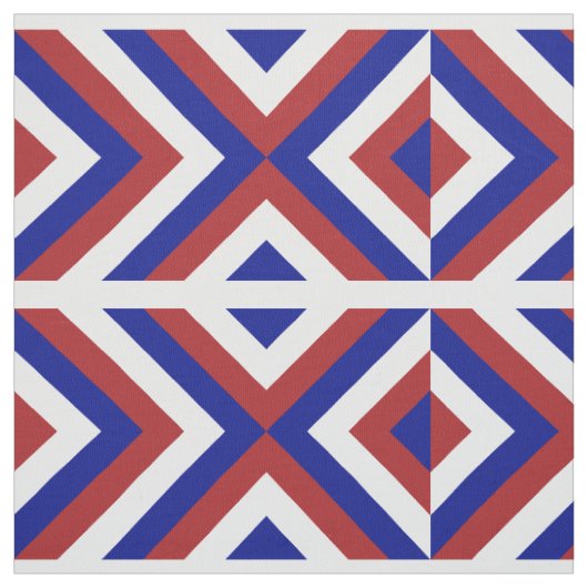 Tissu Chevrons rouges, blancs, et bleus géométriques (Échantillon)