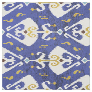 Tissu Chic coloré naby bleu ikat motifs tribaux