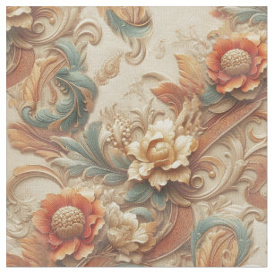 Tissu Chic, Elegant Crèmes & cuir texture fleur look