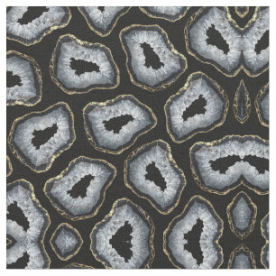 Tissu Chic Gold Black White Agate Geode Stones