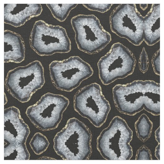 Tissu Chic Gold Black White Agate Geode Stones (Fermer)