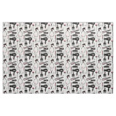 Tissu Chic Retro Rose Coiffeur noir Outils (Fat Quarter)