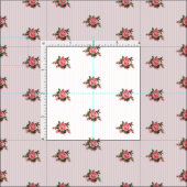 Tissu Chic rose Roses et rayures (Carreau)