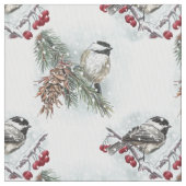 Tissu Chickadee d'hiver Aquarelle Noël (fermé)