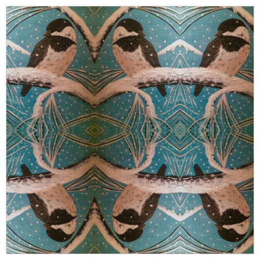 Tissu Chickadees dans les succursales de vacances (Échantillon)