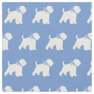 Tissu Chien à roulettes Silhouette Animal bleu clair