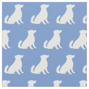 Tissu Chien Berger Australien Silhouette Bleu clair