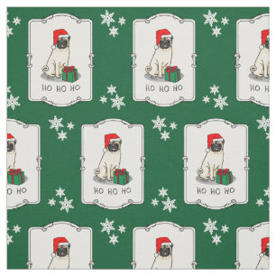 Tissu Chien Carlin de Noël de Noël de Père Noël (faon cl