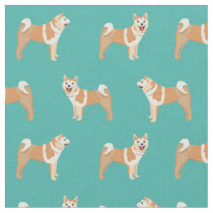 Tissu chien d'akita turquoise