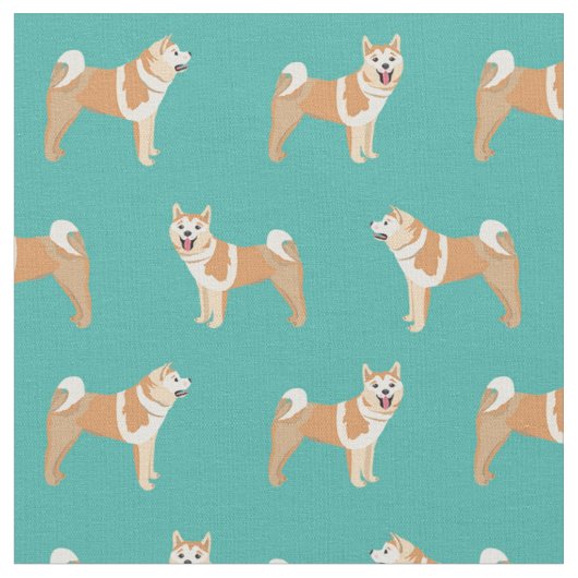 Tissu chien d'akita turquoise (Fermer)