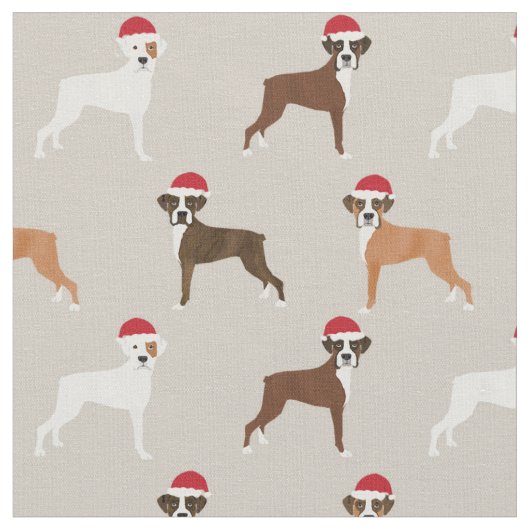 Tissu Chien de boxe père Noël passe noël tan (Fermer)