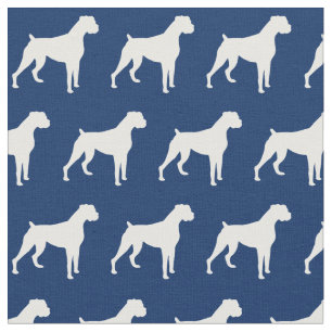 Tissu Chien de boxe Silhouette Animal Marine Blue