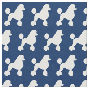 Tissu Chien de caniche français Silhouette Animal Navy