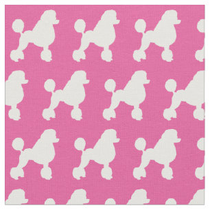 Tissu Chien de caniche français Silhouette Pet rose