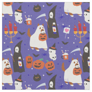 Tissu chien de chiot de l'halloween mignon faucheuse