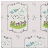 Tissu Chien de levure Bichon de printemps avec fleurs - (Fermer)