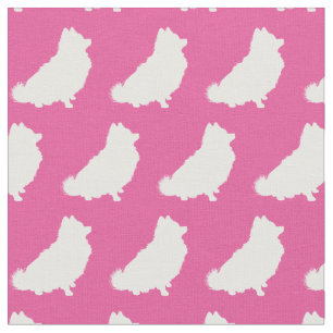 Tissu Chien de Poméranie Silhouette Pet Rose