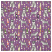 Tissu Chien de Schnauzer et vin pourpre (Échantillon)