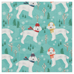 Tissu Chien d'hiver du jour blanc de la neige