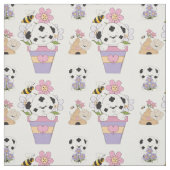 Tissu Chien et fleurs mignonnes de chiot (Échantillon)