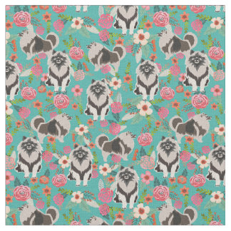 Tissu chien kéeshonté vintage floral turquoise
