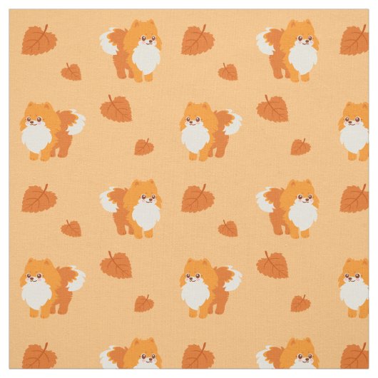 Tissu Chien mignon Kawaii Pomeranian (Échantillon)