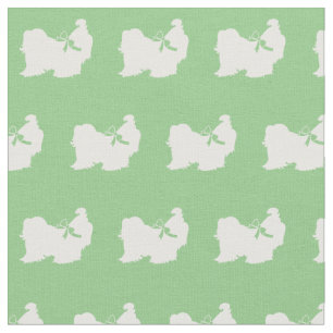 Tissu Chien Shih Tzu Silhouette Animal Sage Green