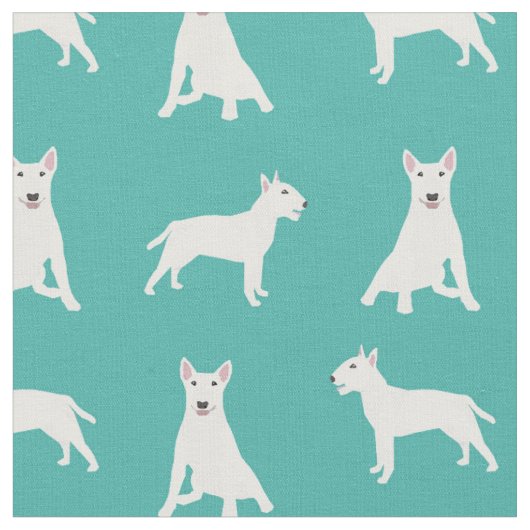 Tissu chien turquoise du taureau blanc (Fermer)