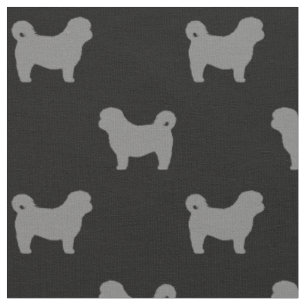 Tissu Chien Tzu Shih Silhouettes Gris et Noir Motif