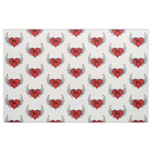 Tissu Chiens à ailes allemands d'amour de coeur