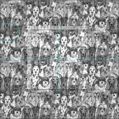 Tissu chiens beaucoup noir blanc (Carreau)