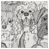 Tissu chiens beaucoup noir blanc (Fermer)