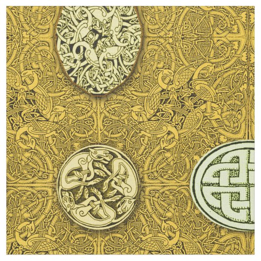 Tissu Chiens, chevaux et oiseaux celtiques (Fermer)