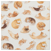 Tissu Chiens d'aquarelle mignons Motif illustrés (Échantillon)