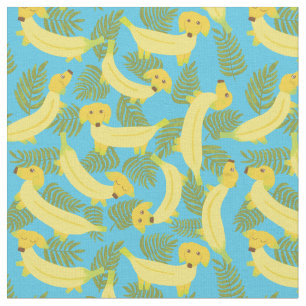 Tissu Chiens de banane tropicale mignons à motifs