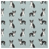 Tissu Chiens de Boston Terrier bleu clair (Échantillon)
