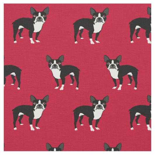 Tissu Chiens de Boston Terrier rouge (Fermer)