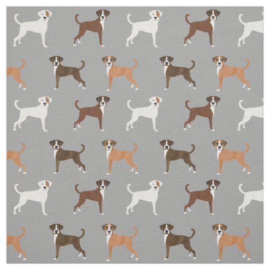 Tissu Chiens de boxe avec queue gris (Échantillon)