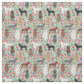 Tissu chiens de caniche menthe vintage (Échantillon)