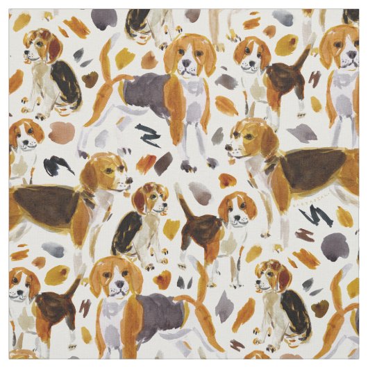 Tissu Chiens de chien de chien d'aquarelle beagle (Échantillon)