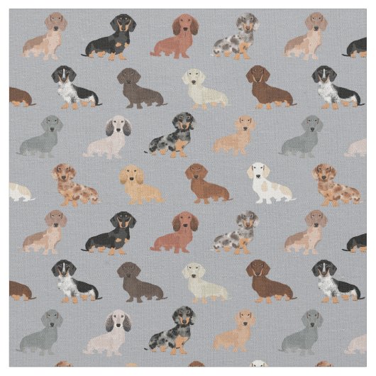 Tissu Chiens de Dachshund gris clair (Fermer)
