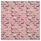 Tissu Chiens de Dachshund roses (Échantillon)