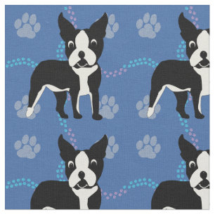 Tissu Chiens de dessin - Boston Terrier v3