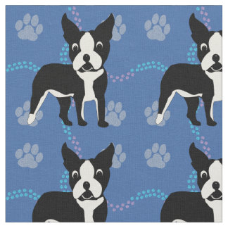Tissu Chiens de dessin - Boston Terrier v3
