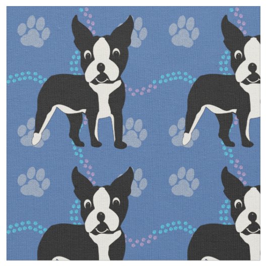 Tissu Chiens de dessin - Boston Terrier v3 (Fermer)
