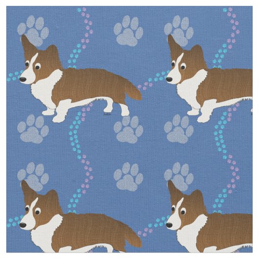 Tissu Chiens de dessin - Cardigan Welsh Corgi v2 (Fermer)